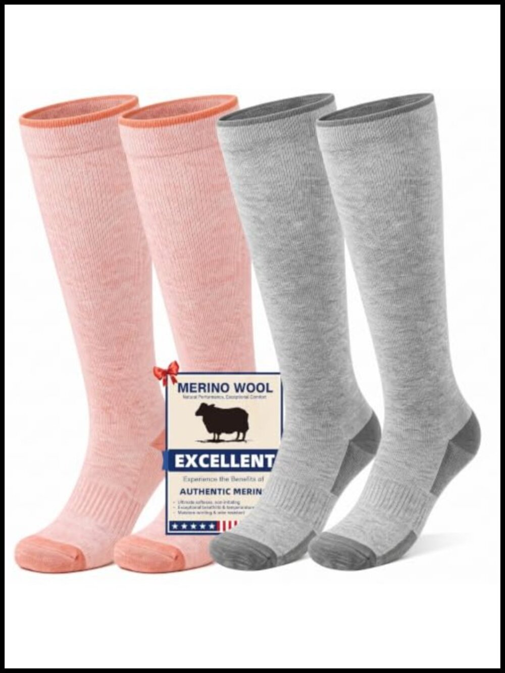 Merino Wool Compression Socks 15-20 mmHg Unisex Travel